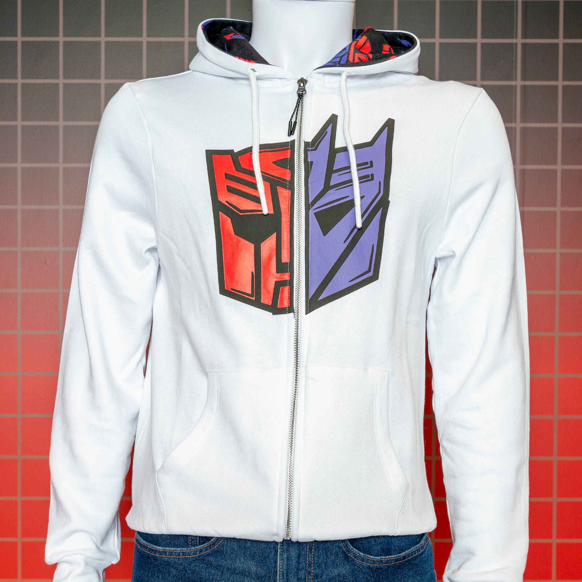 Transformers Split Faction White Adults Hoodie