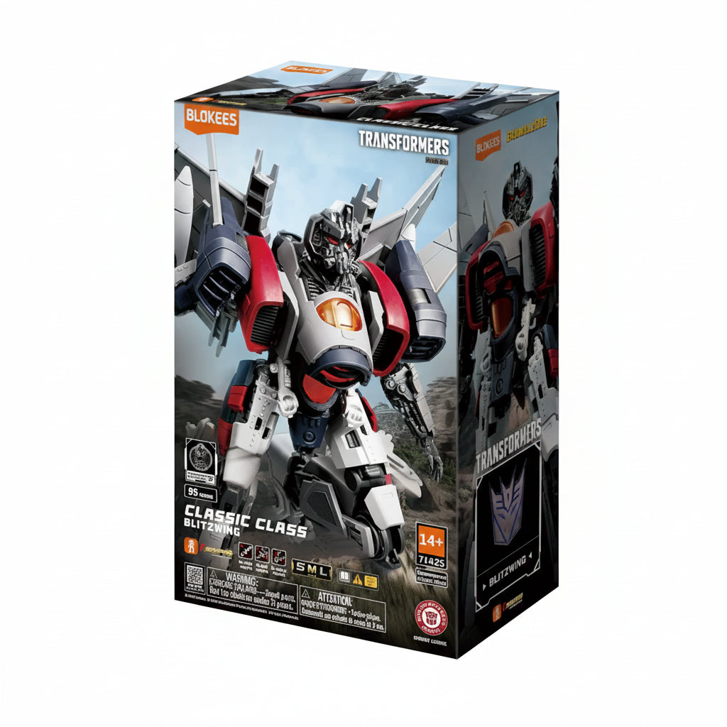 Transformers toy figure packaging with robot and vehicle modes on a white background