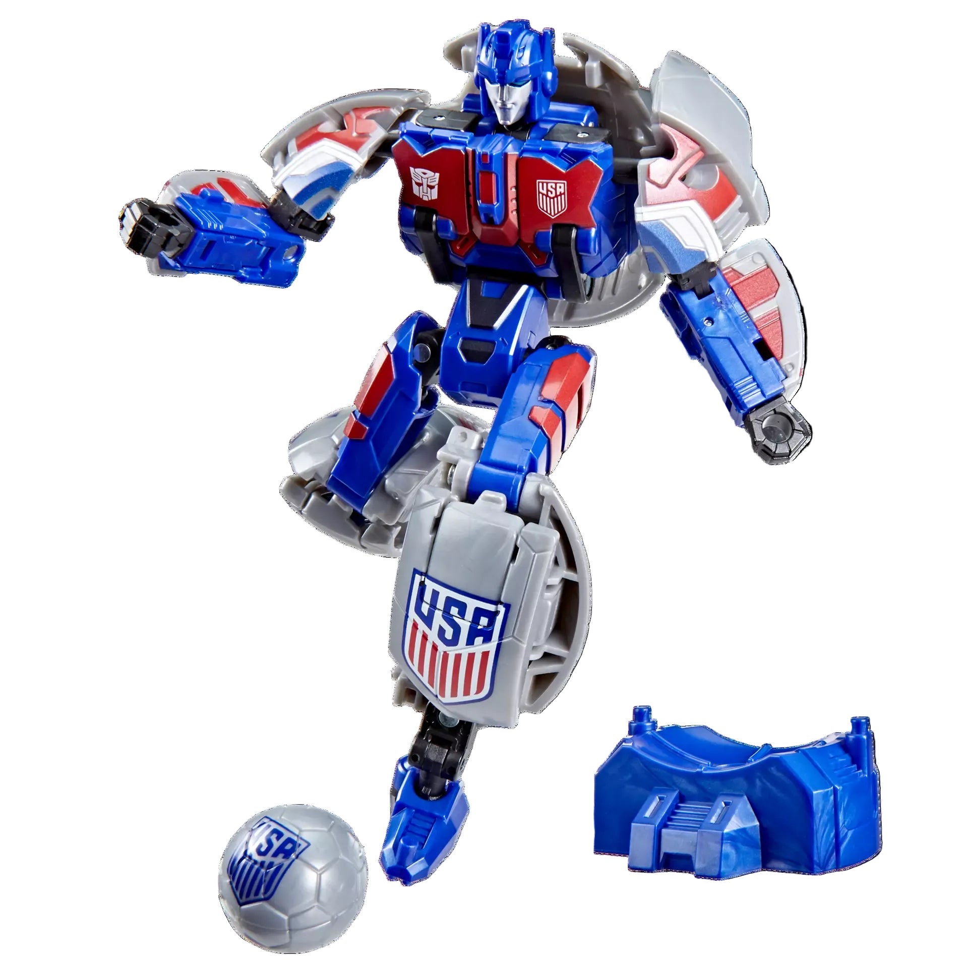 Toy figure with USA emblem on a white background