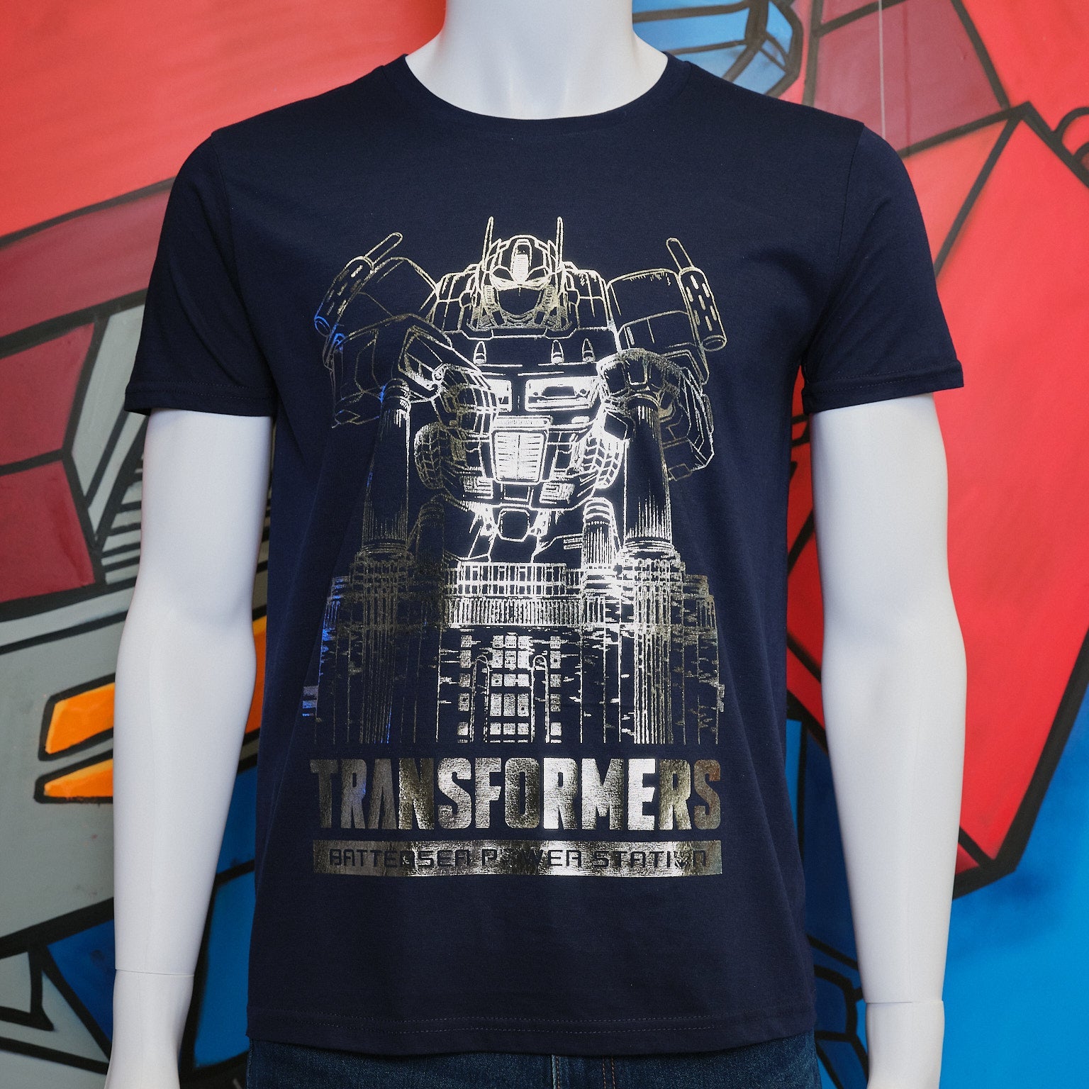 Optimus Prime Battersea Comic Issue #1 Metallic Silver T-Shirt (Navy)