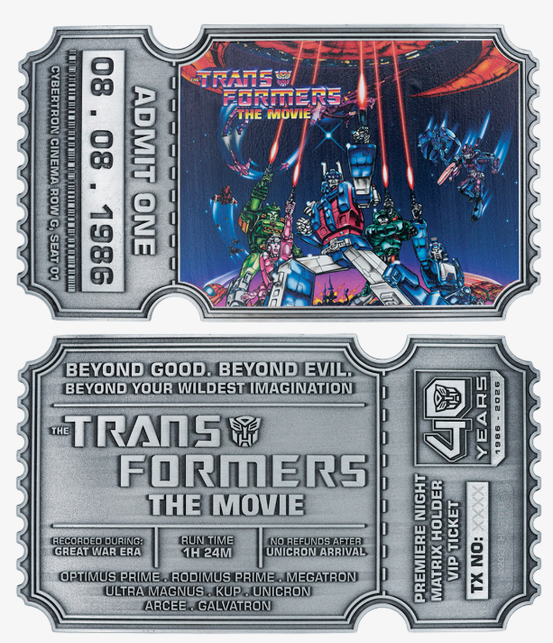 Transformers: The Movie – Limited Edition 40th Anniversary Metal Replica Movie Ticket