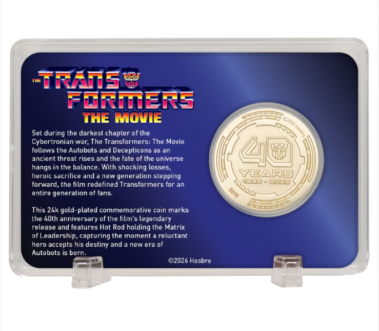 Transformers: The Movie – Limited Edition 40th Anniversary Misty Gold Plated Presentation Coin