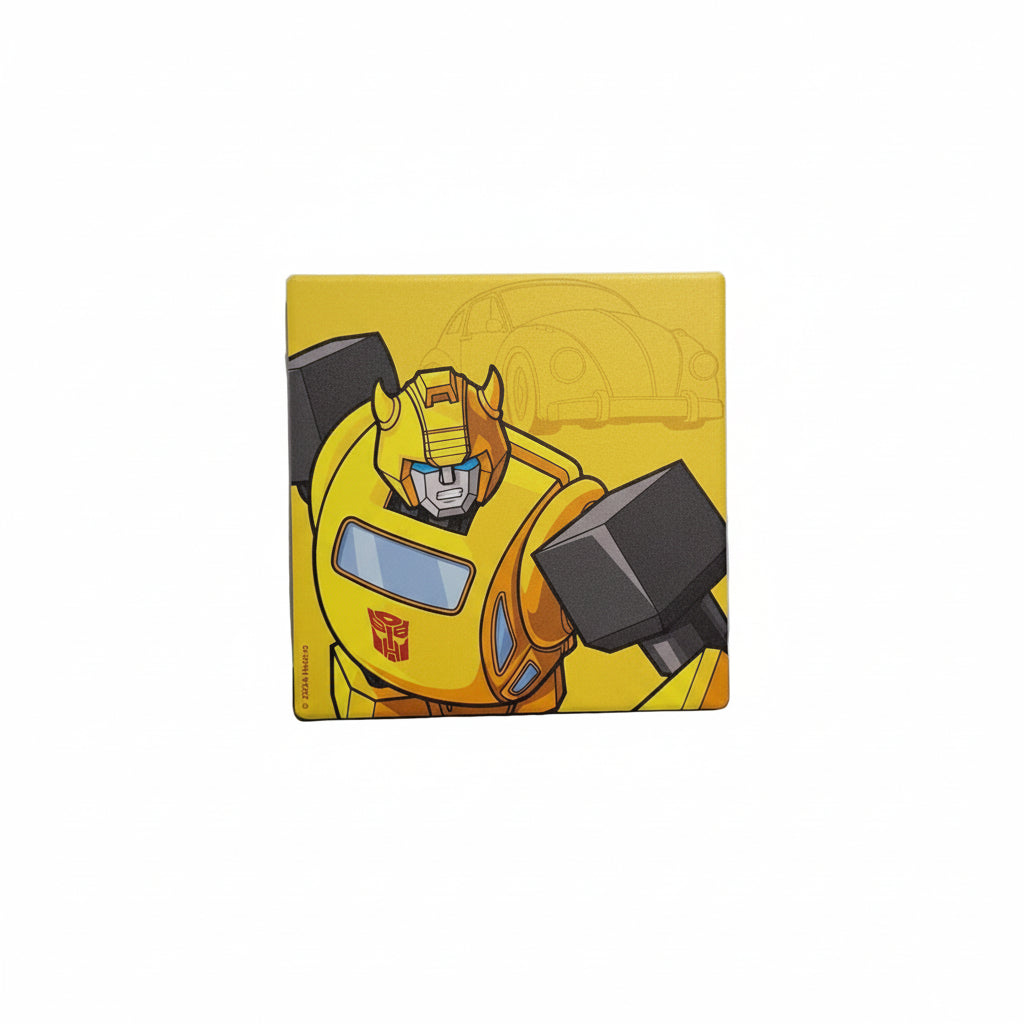 Transformers character on a yellow background