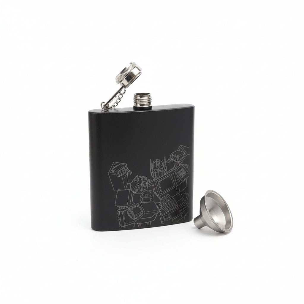 Transformers Hip Flask With Funnel Medium - 6Oz Matt Black