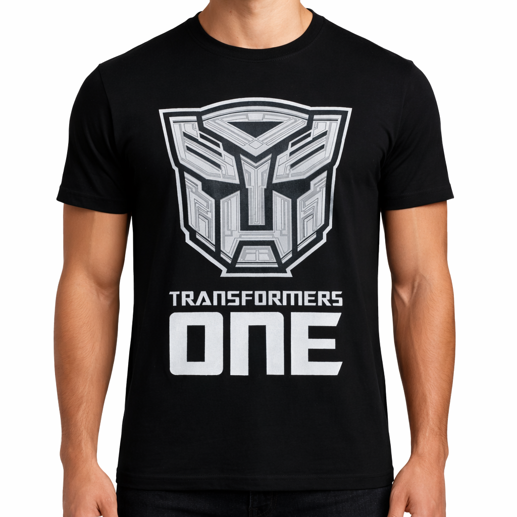 Transformers One White Autobot Black Adult T-Shirt