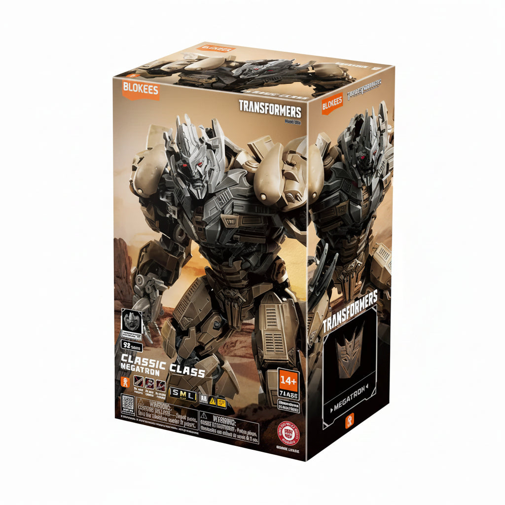 Blokees Transformers Classic Class Meuter! toy packaging box, featuring a detailed illustration of the robot action figure on a white background.