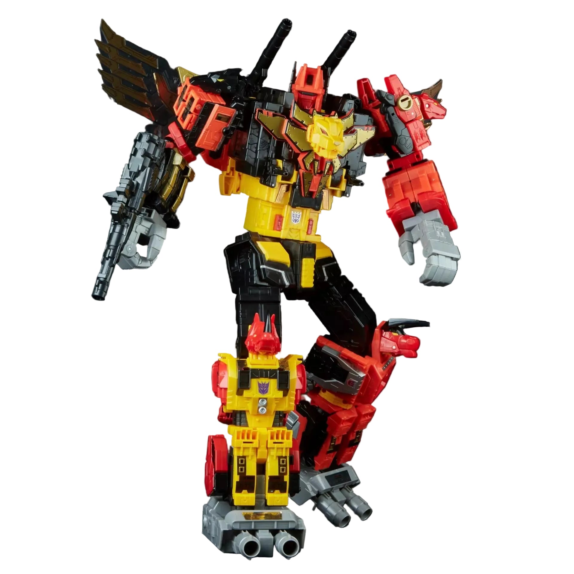Colorful toy robot figure on a black background