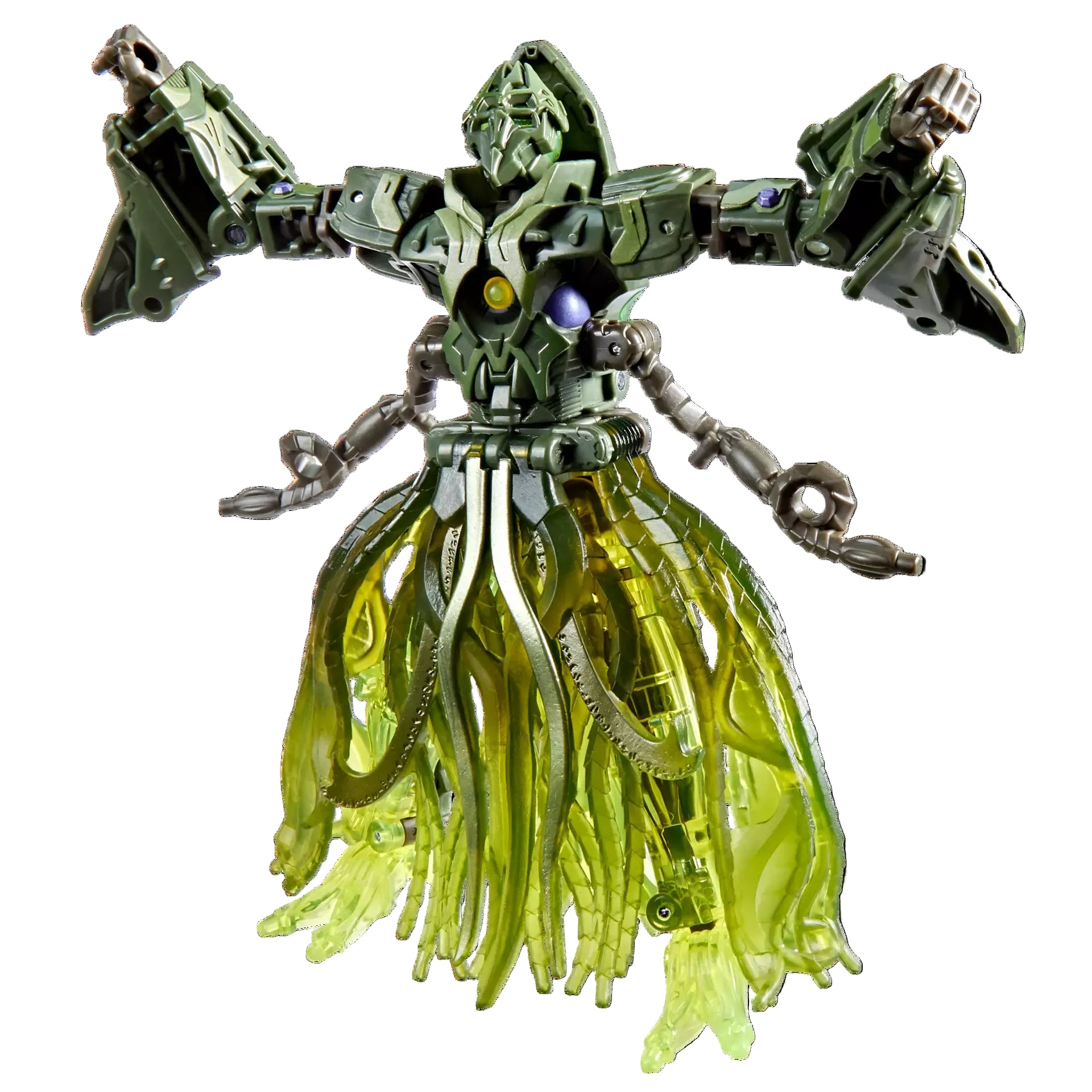 Transformers Age of the Primes Deluxe Class The Thirteen Quintus Prime Toy figure with green and black color scheme on a white background