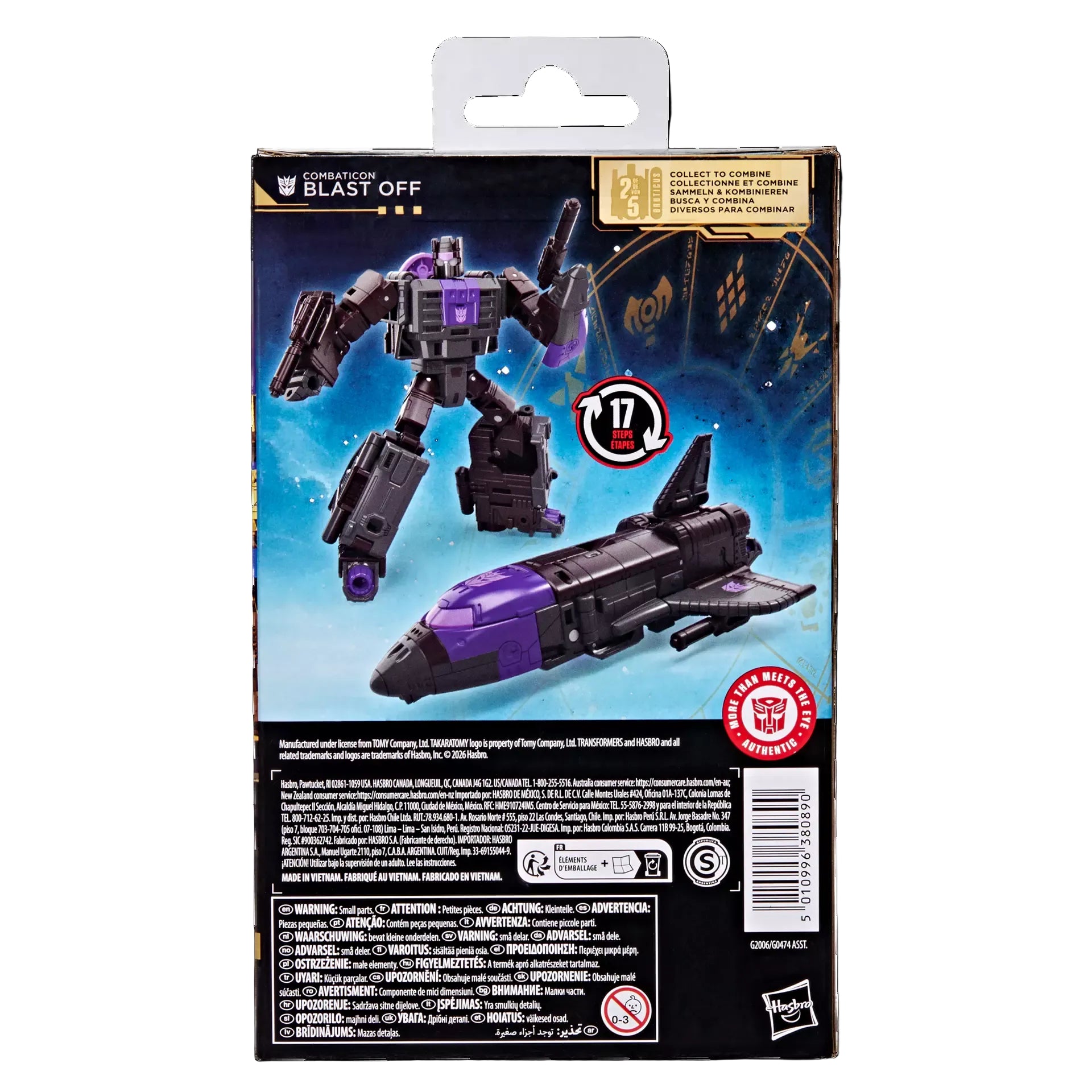 Transformers toy figure packaging with robot and vehicle modes on a white background