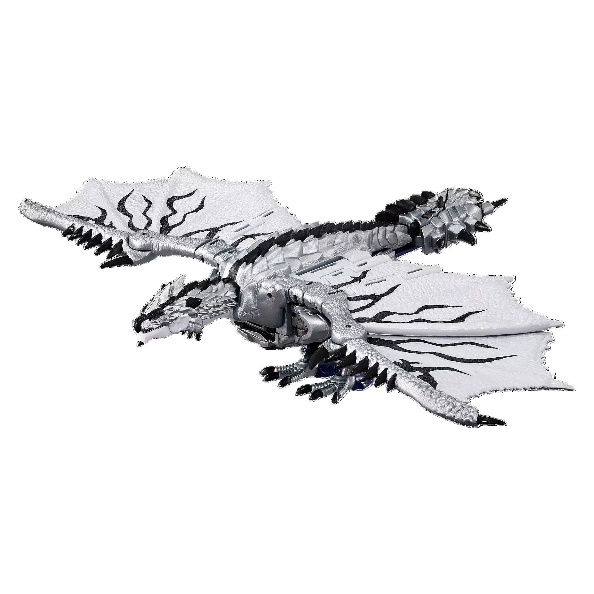 Metallic dragon figurine on a white background