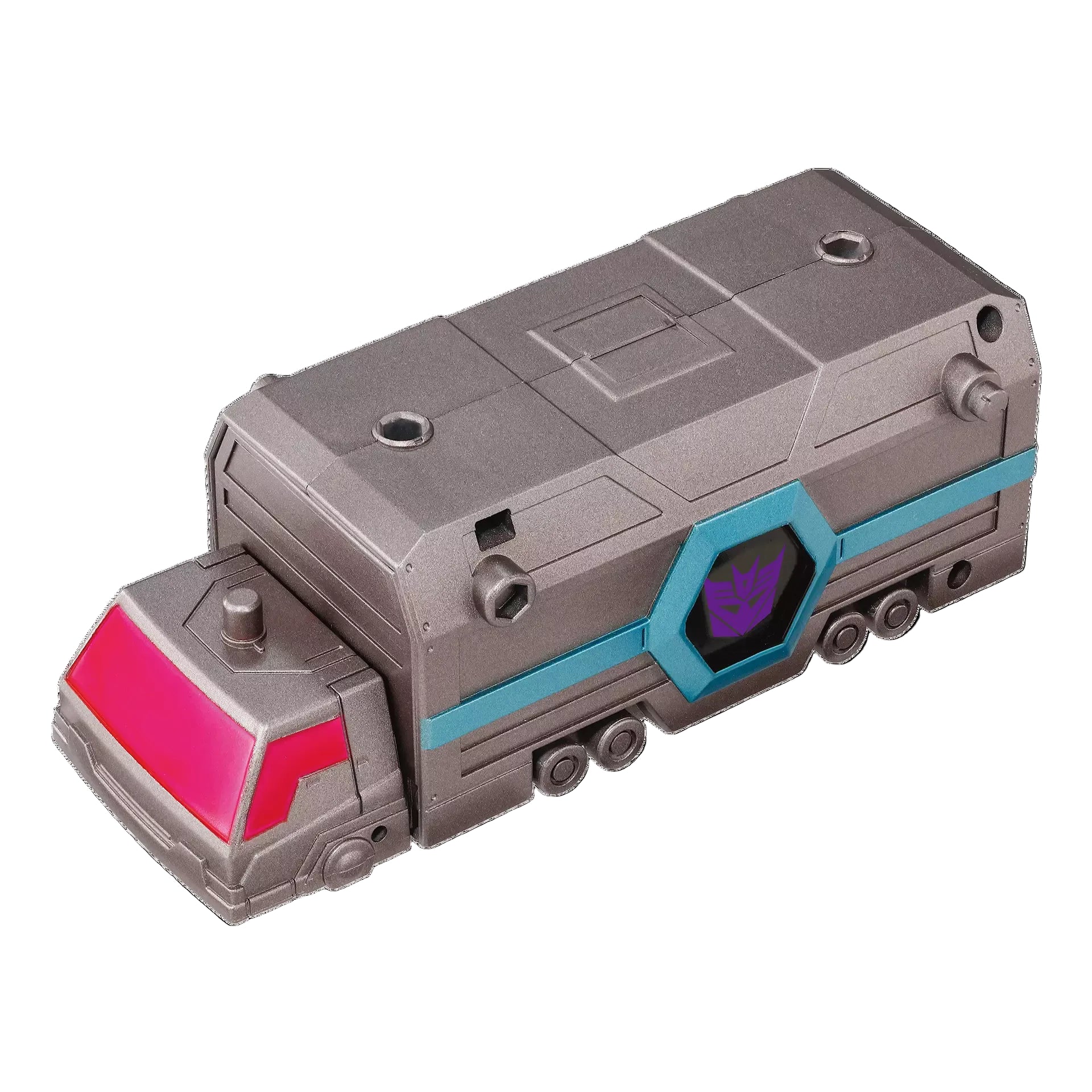Toy vehicle with a robot emblem on a white background