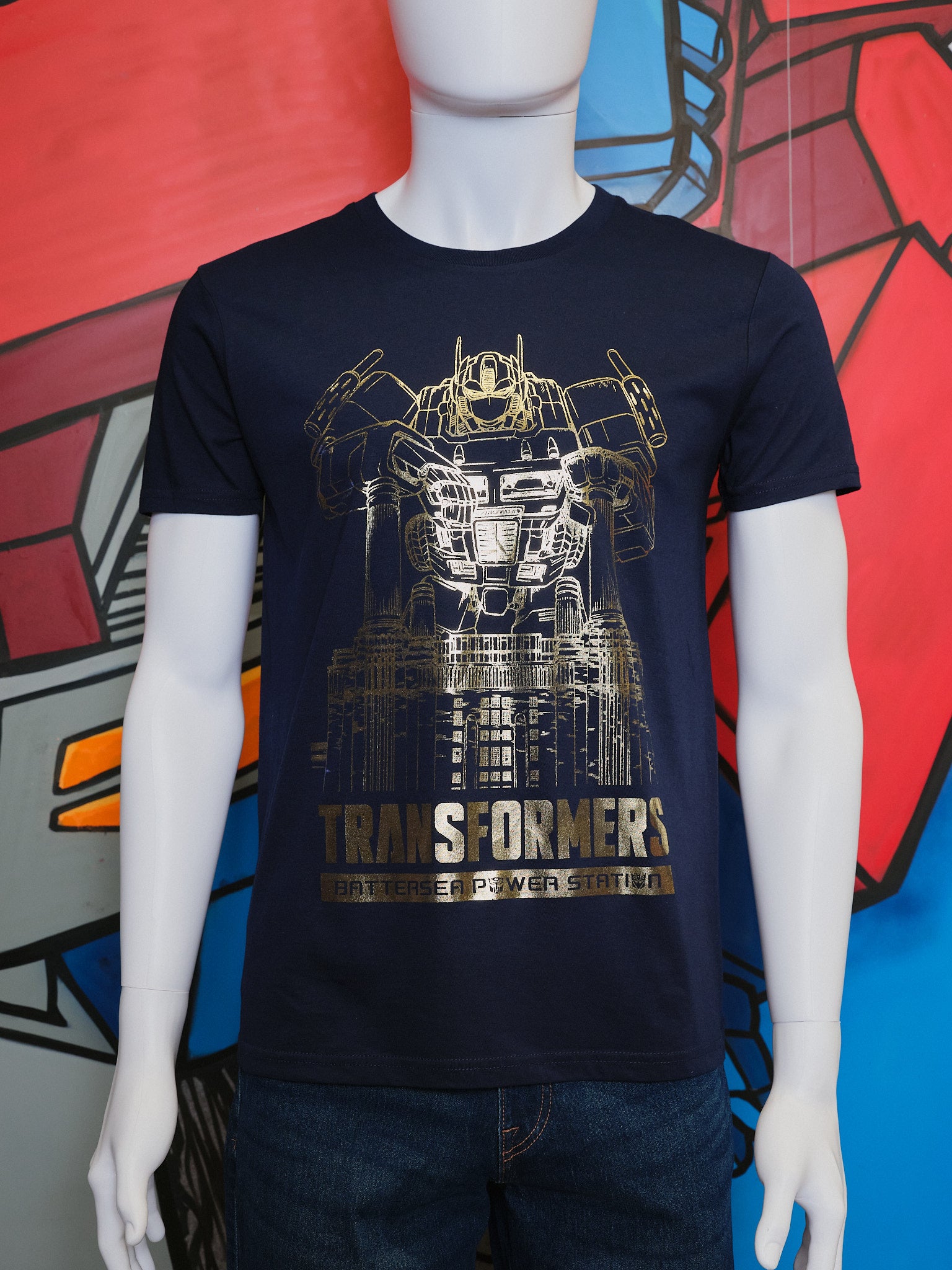 Optimus Prime Battersea Comic Issue #1 Metallic Gold T-Shirt (Navy)