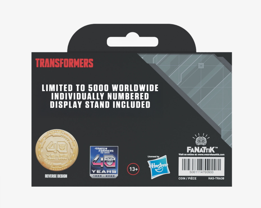 Transformers: The Movie – Limited Edition 40th Anniversary Misty Gold Plated Presentation Coin