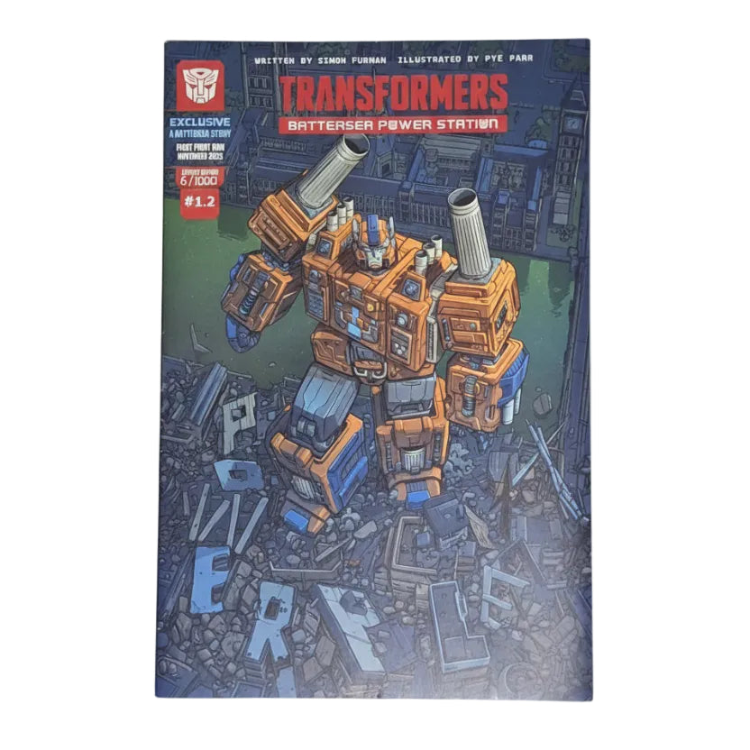 Transformers book cover with robot design and cityscape background