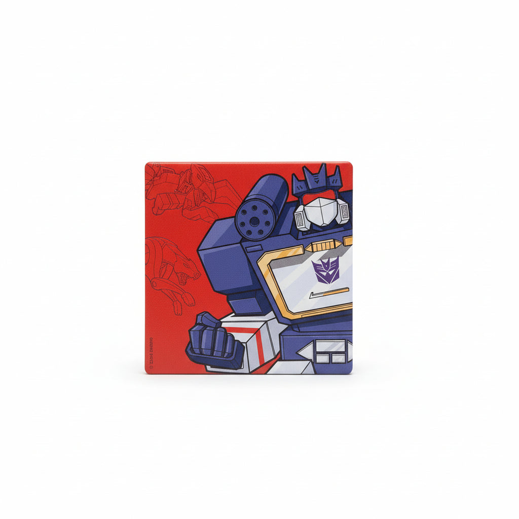 Transformers robot toy figure on a red background